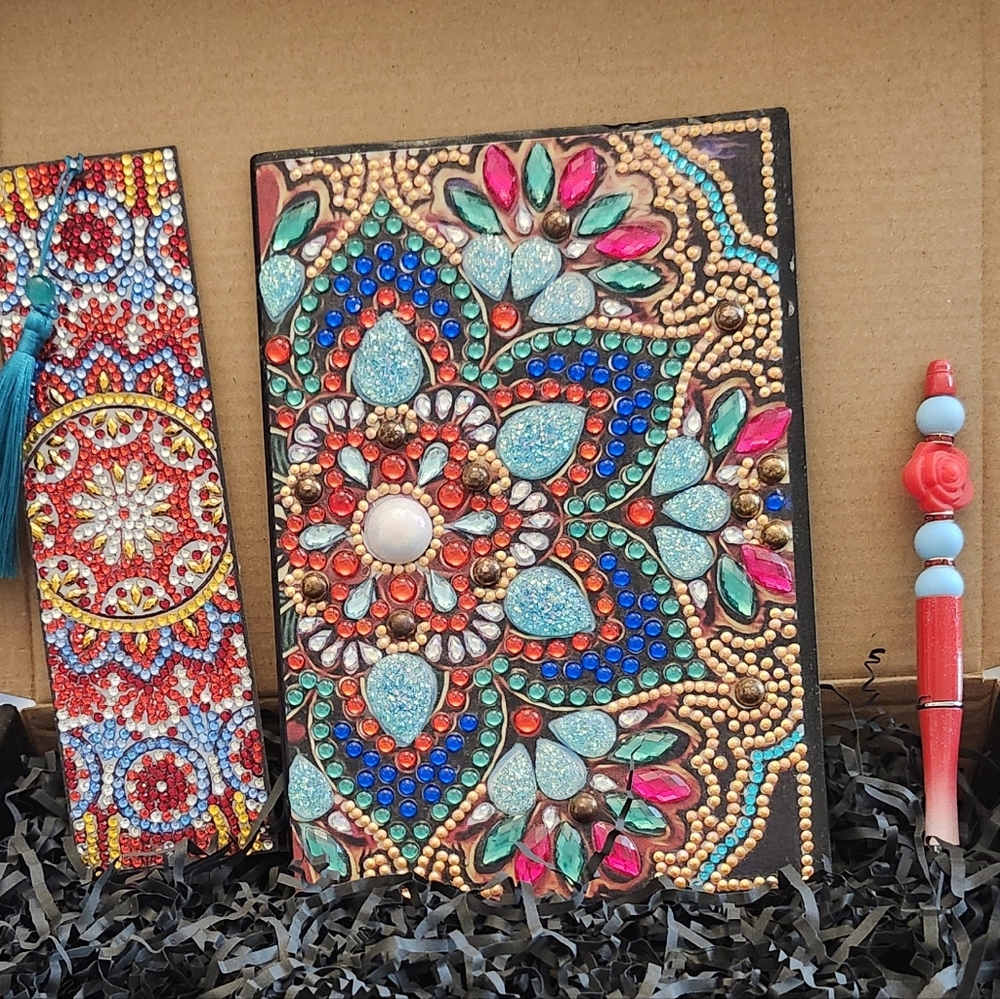 Artistic Mandala Notebook with Bookmark and Pen Set